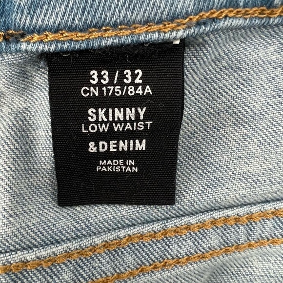 &Denim Skinny Low Waist Button Fly Jeans Size 33 x 32 Men’s - Picture 2 of 5